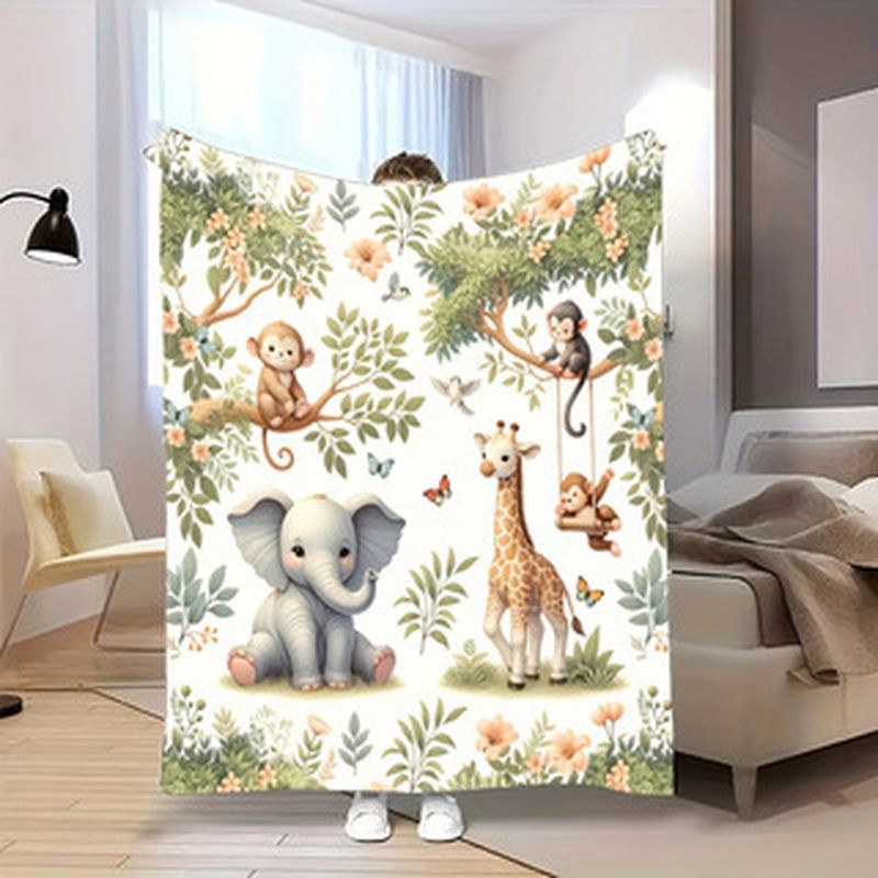 Baby Nursery Giraffe - VIKAMA Watercolor Jungle Animal Baby Blanket