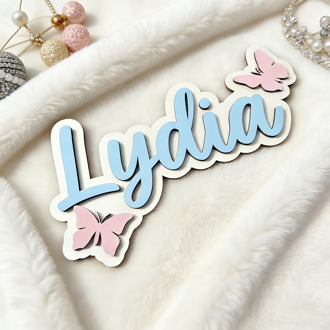Baby Nursery In - Personalized Blue & Pink Butterfly Name
