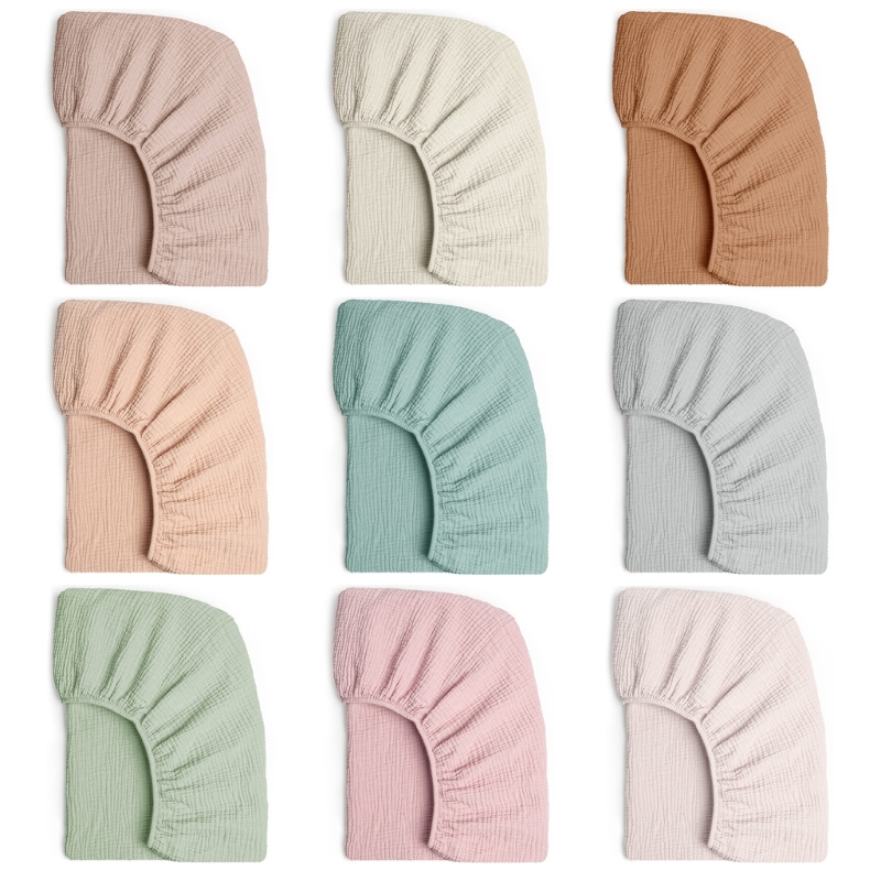 Baby Nursery Crib - Soft Breathable Muslin Cotton Baby Fitted