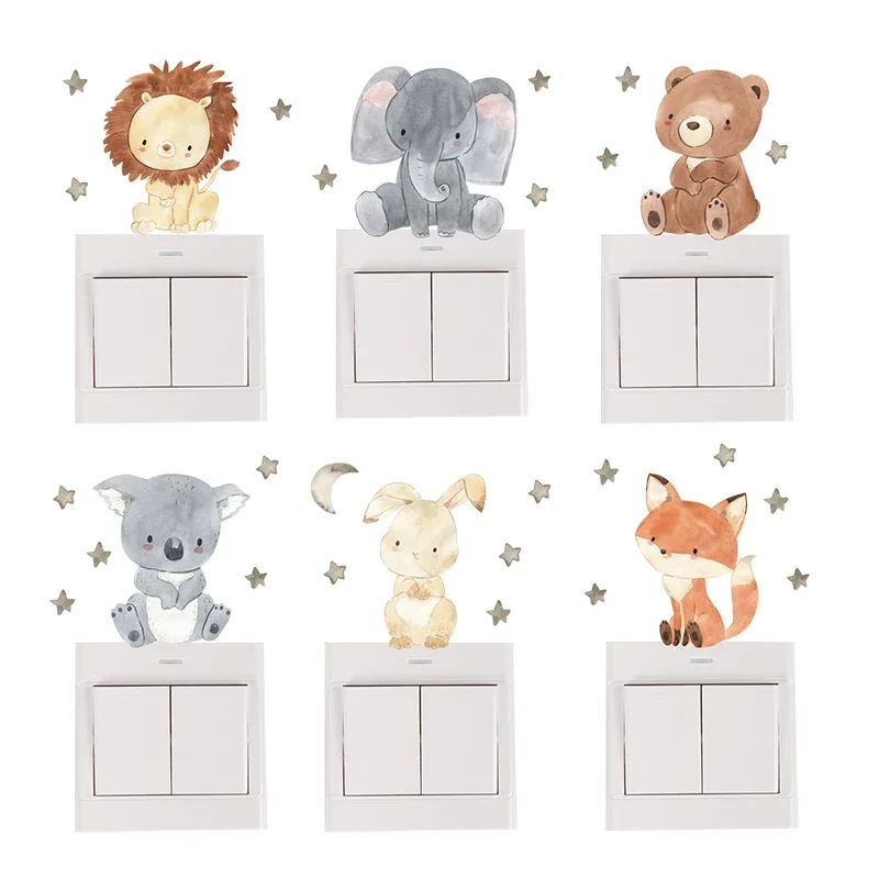 Baby Nursery Water - 1/2/4/6set Cartoon Animals Wall Stickers For