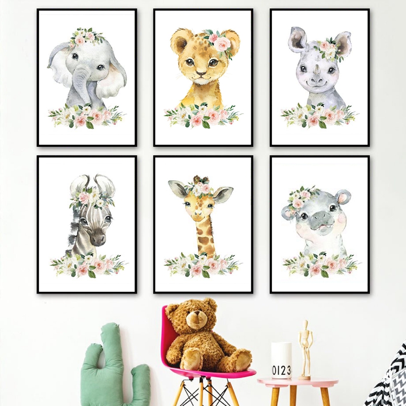 Floral Jungle Animals Canvas P - Baby Nursery Giraffe review and price