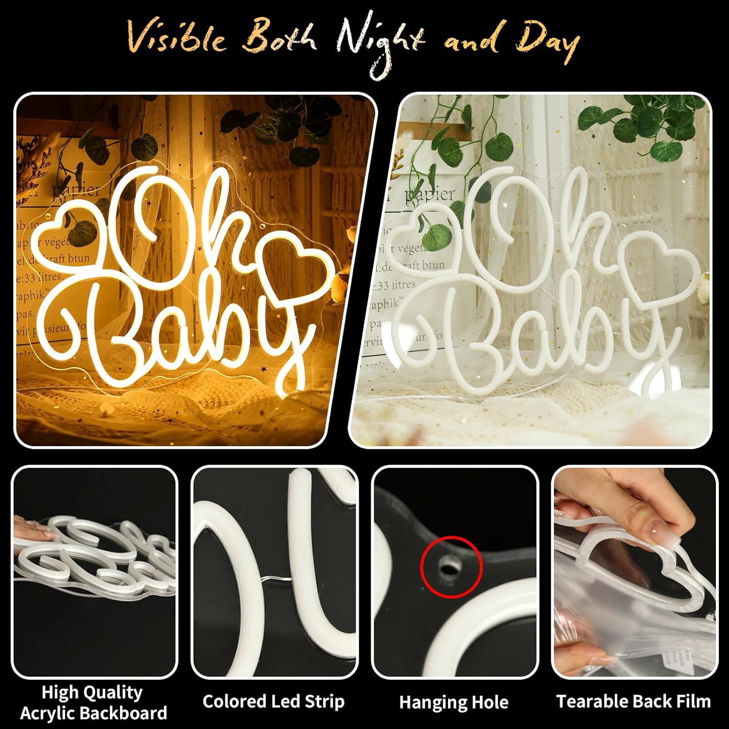 Oh Baby Neon Sign LED Marquee  - Baby Nursery Wall Lights review and price