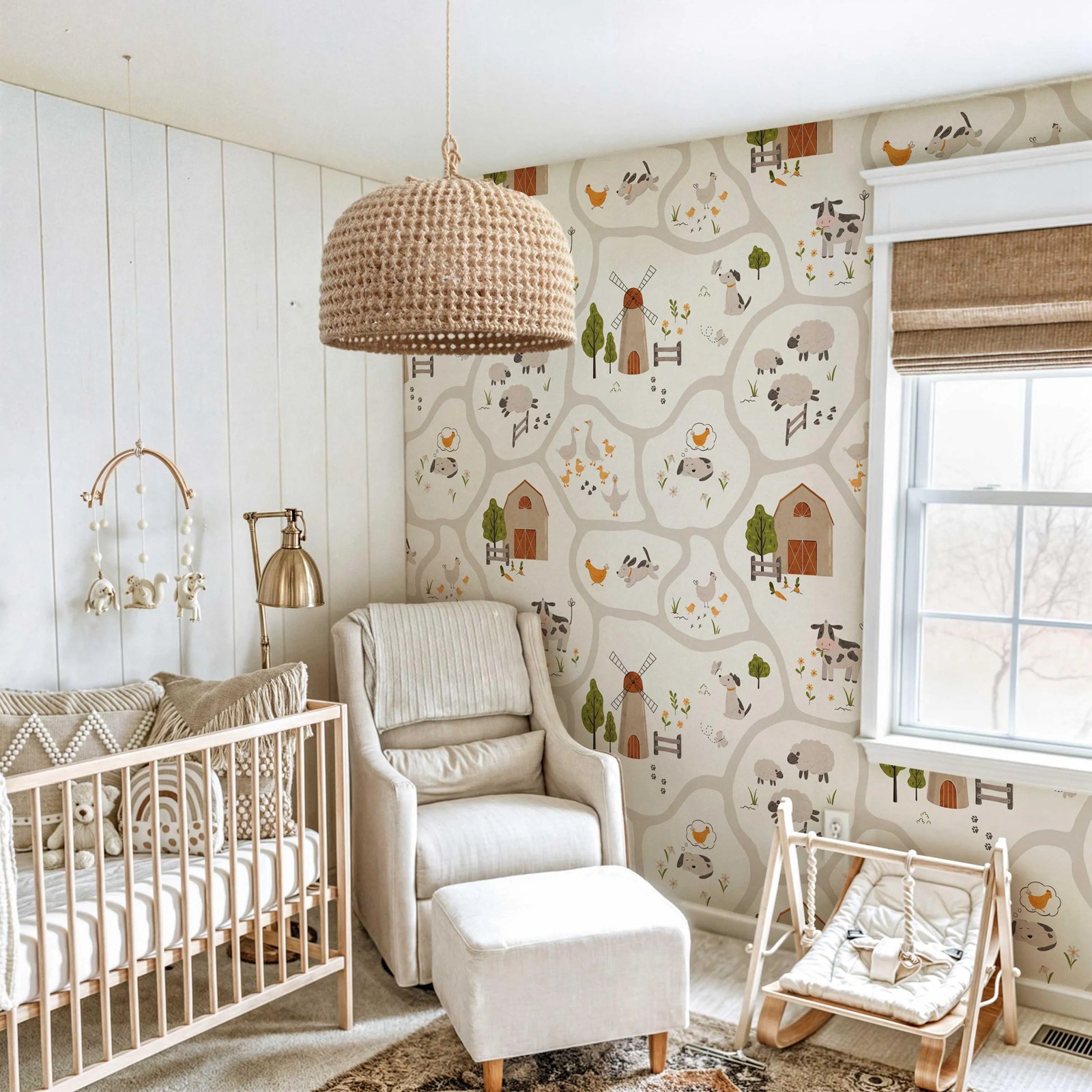 Cute Farm Animals Kids Wallpap - Baby Nursery Water review and price