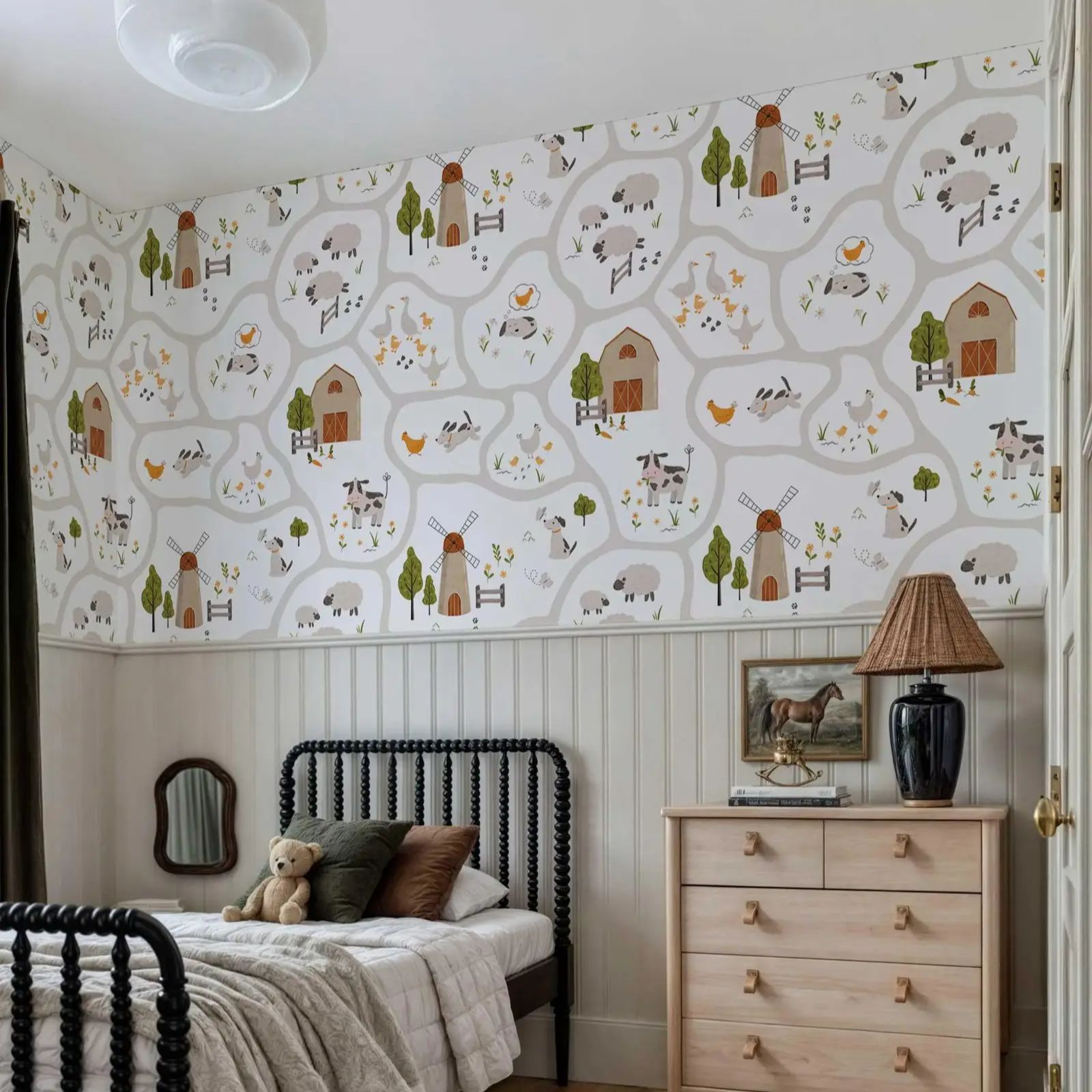 Cute Farm Animals Kids Wallpap - Baby Nursery Water review and price