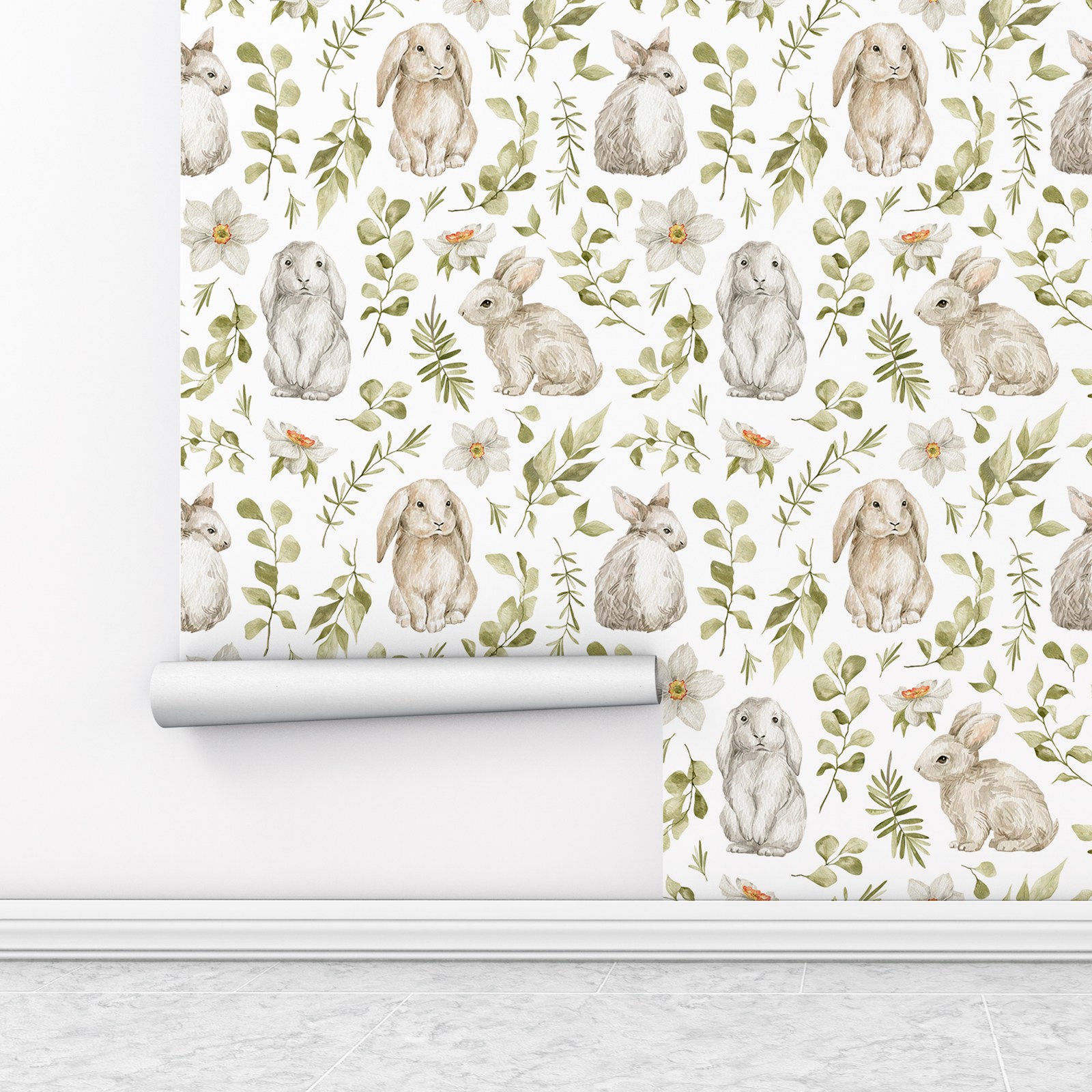 Bunny Wallpaper Kids Room Wall - Baby Nursery Water review and price