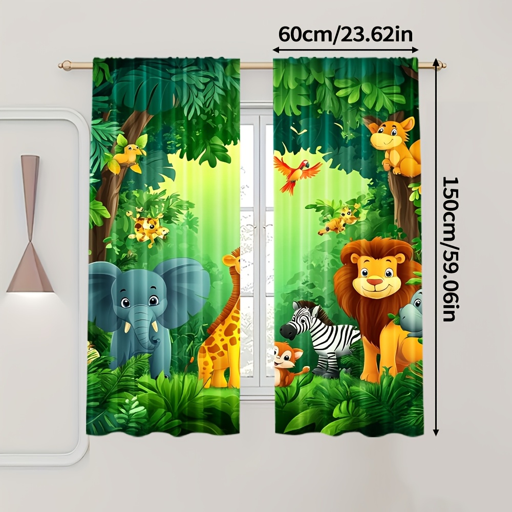 2pcs Cartoon Animal Curtains J - Baby Nursery Jungle review and price