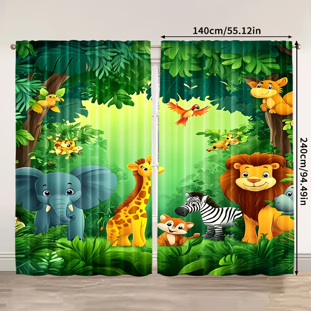 2pcs Cartoon Animal Curtains J - Baby Nursery Jungle review and price