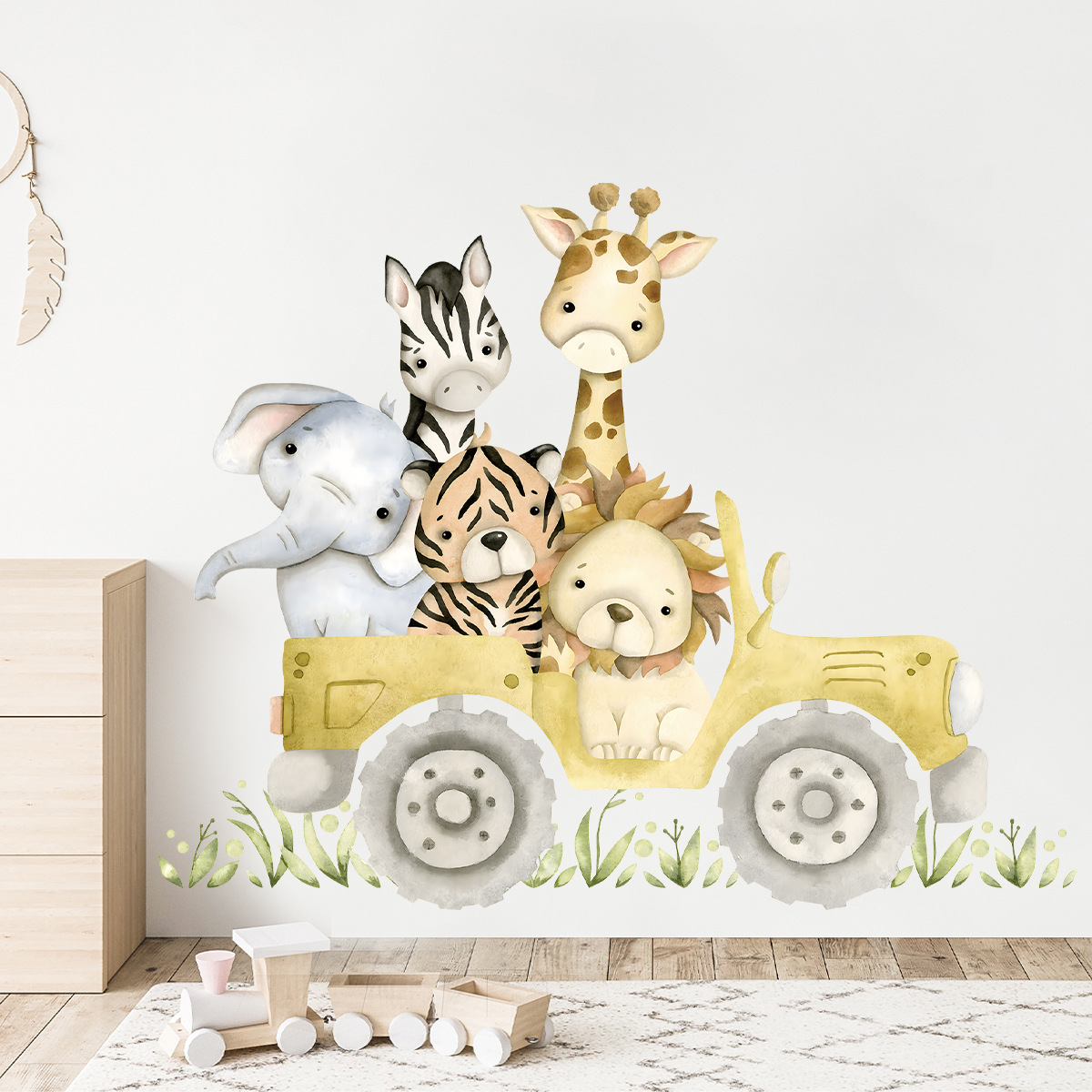 Cute Animals Drive Jeep Wall S - Baby Nursery Giraffe review and price