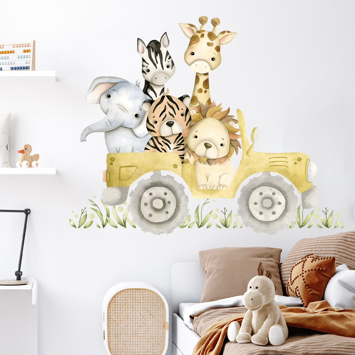 Cute Animals Drive Jeep Wall S - Baby Nursery Giraffe review and price