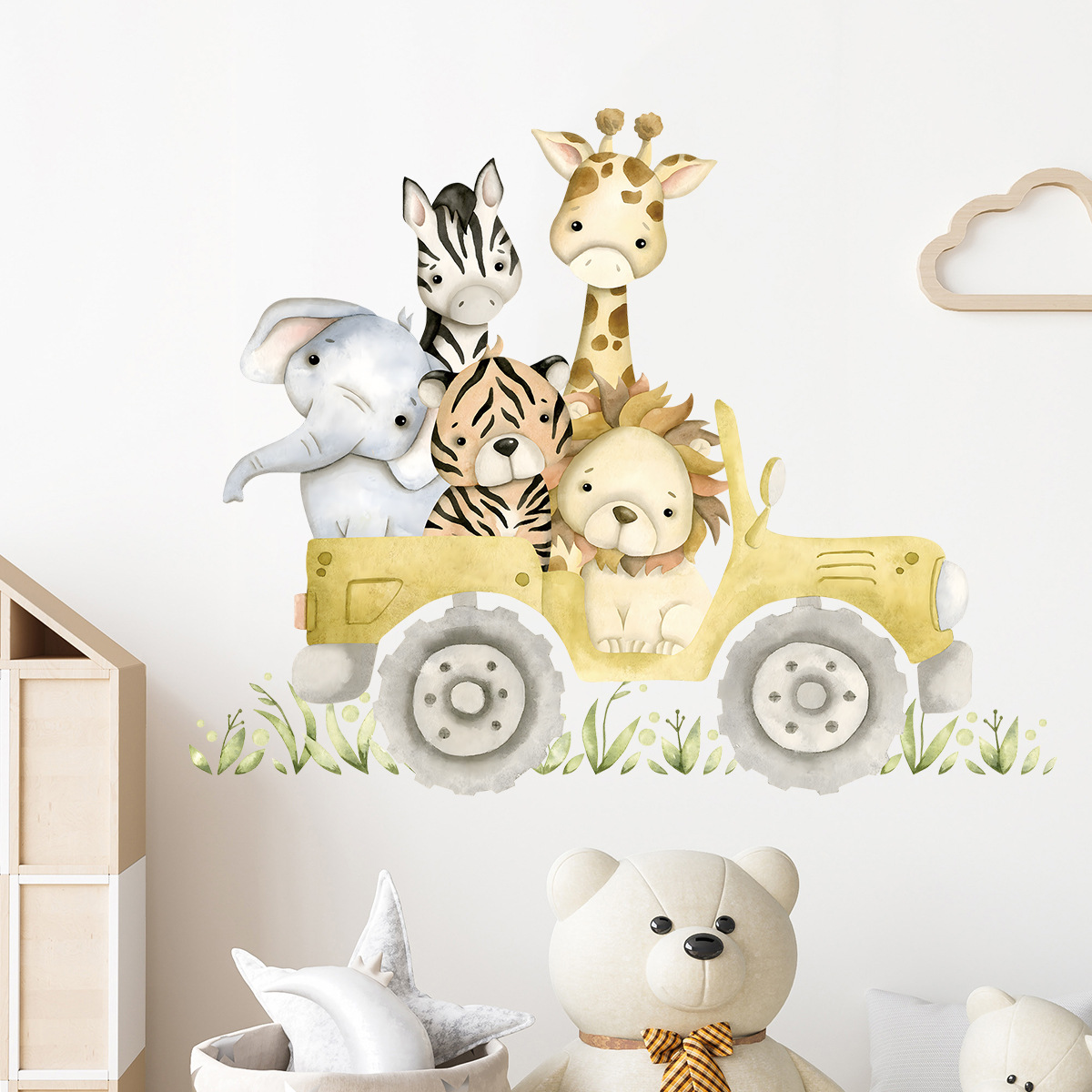 Cute Animals Drive Jeep Wall S - Baby Nursery Giraffe review and price
