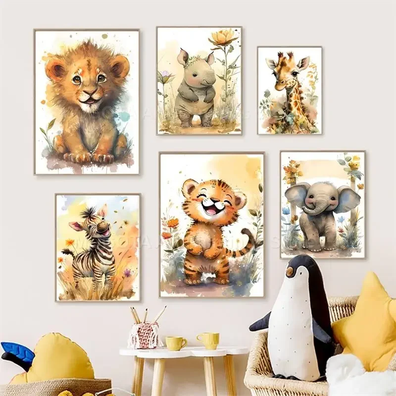 Watercolor Lion Giraffe Tiger  - Baby Nursery Giraffe review and price