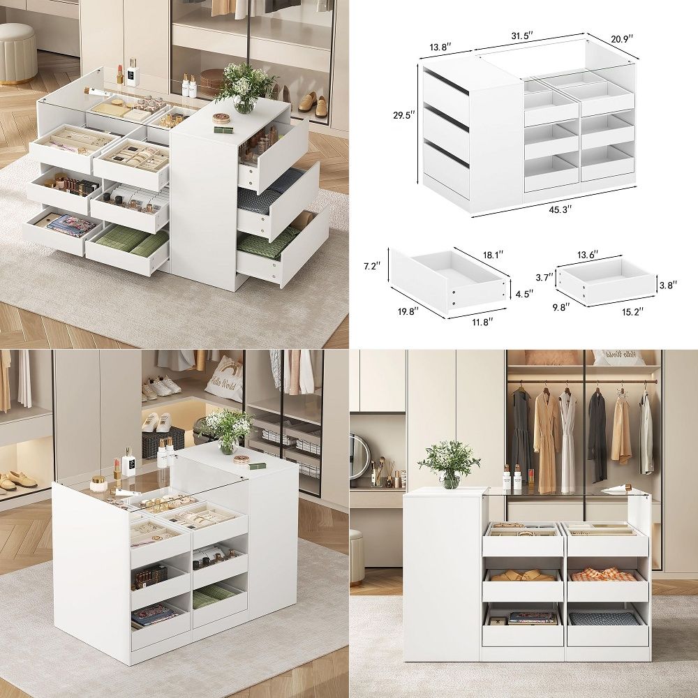 Closet Island with Drawers, Wa - Drawer Dresser White review and price