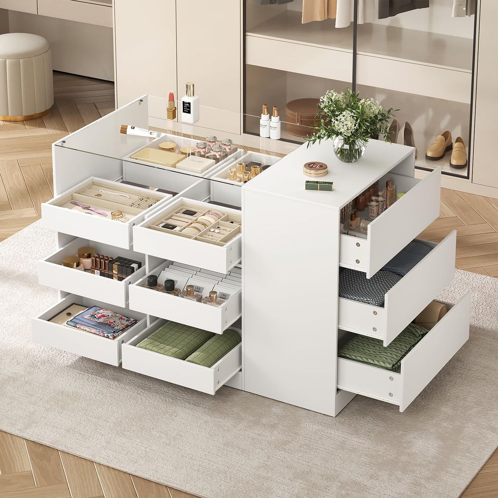 Closet Island with Drawers, Wa - Drawer Dresser White review and price