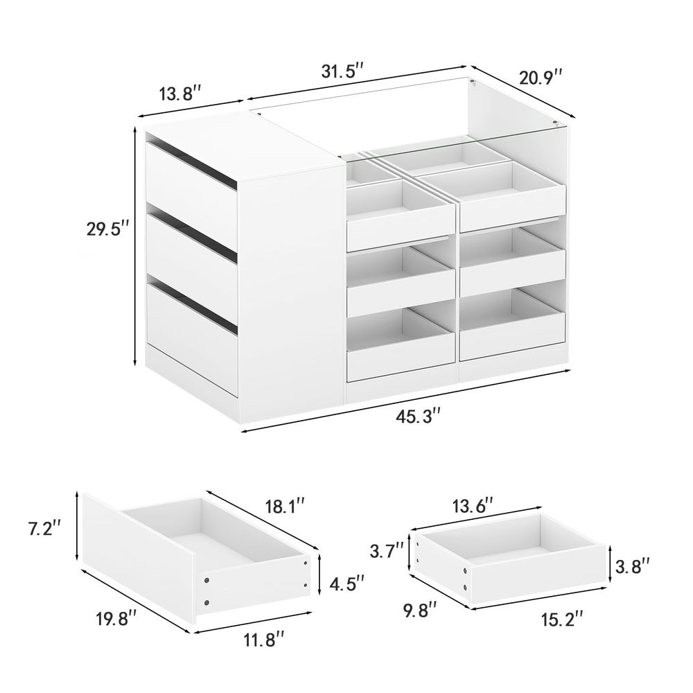 Closet Island with Drawers, Wa - Drawer Dresser White review and price