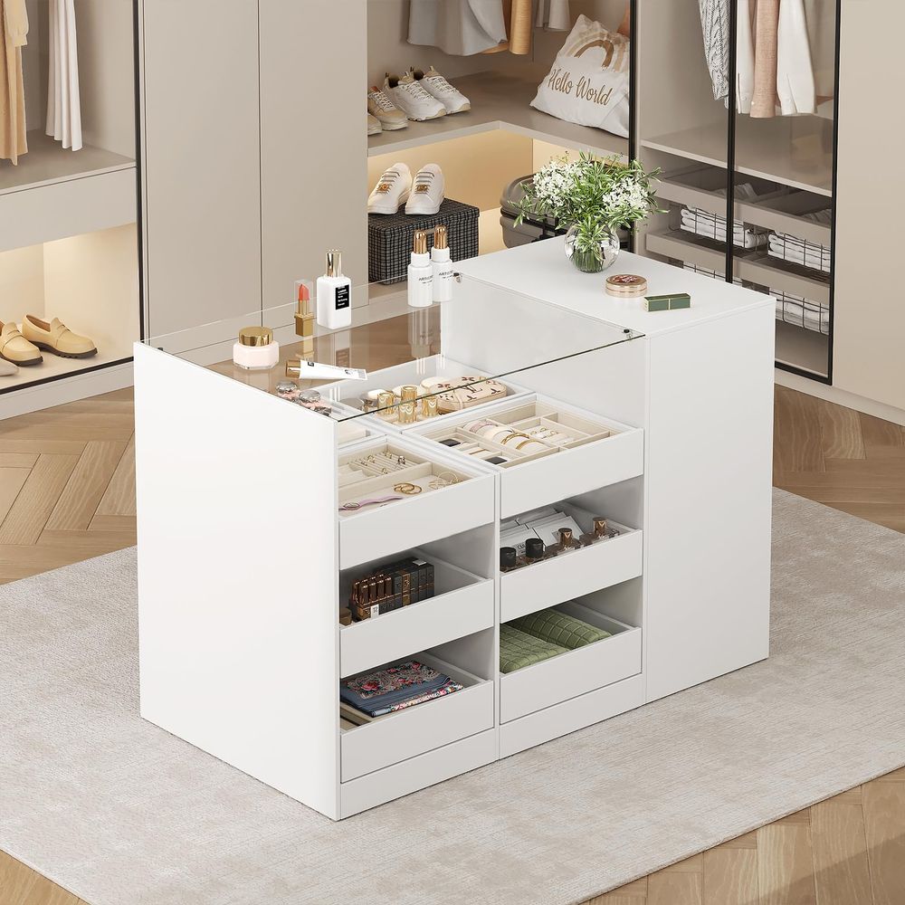 Closet Island with Drawers, Wa - Drawer Dresser White review and price