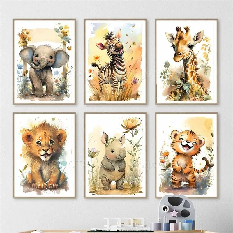 Watercolor Lion Giraffe Tiger  - Baby Nursery Giraffe review and price
