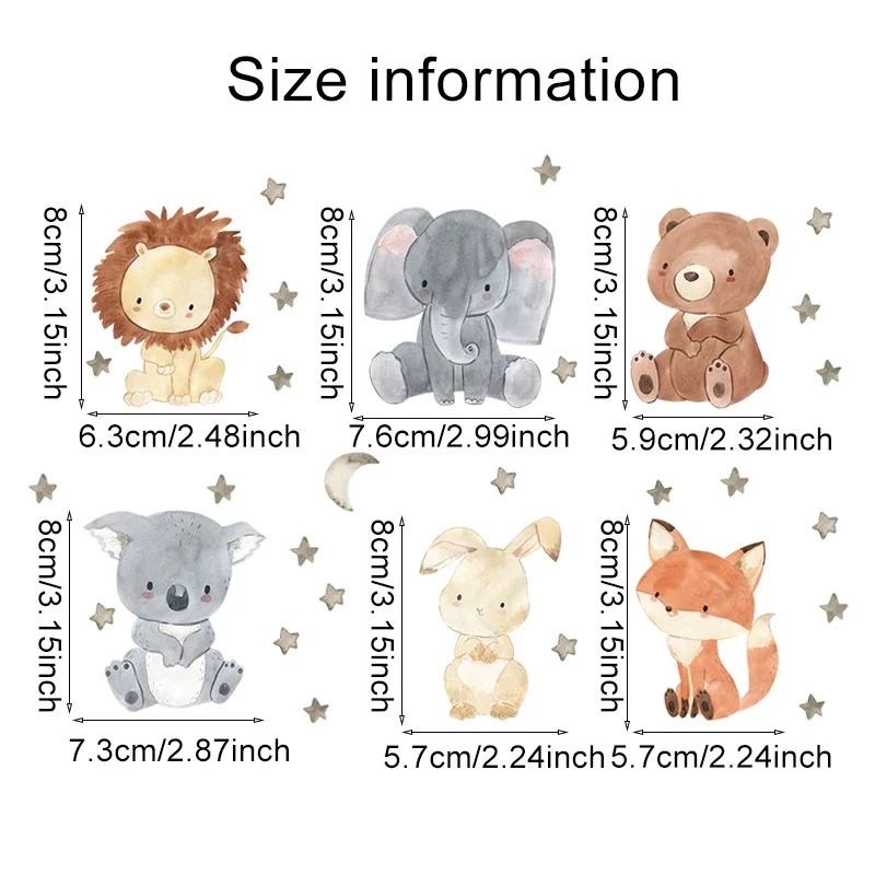 6pcs/set Cartoon Animals Wall  - Baby Nursery Water review and price